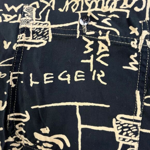 Vintage Goouch Shirt Size XL Artist Graffiti All Over Print Artistic Black Rayon - Picture 3 of 9